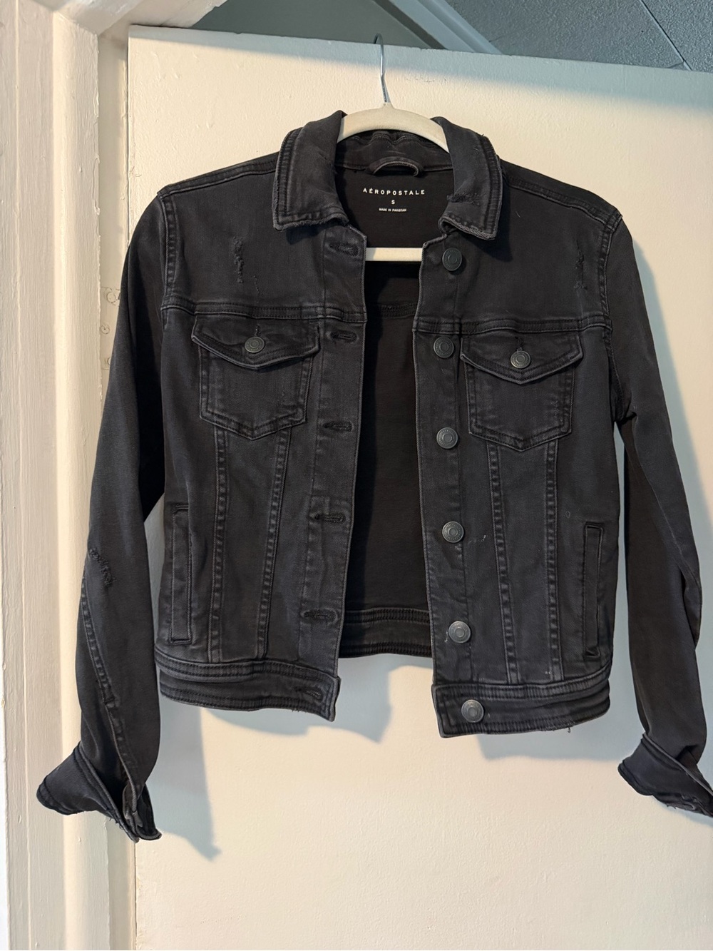 Aeropostale Women's Black Washed Denim Jacket